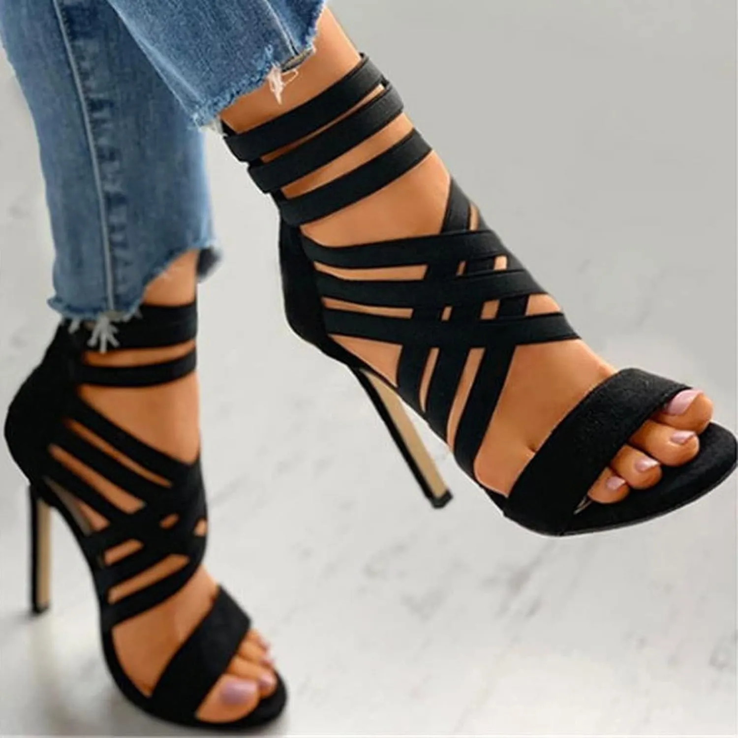 Bamboo Store Platform High Heels for Women Closed Toe Toe High Heels Breathable Women Summer Sandals Cork Heel Sandals
