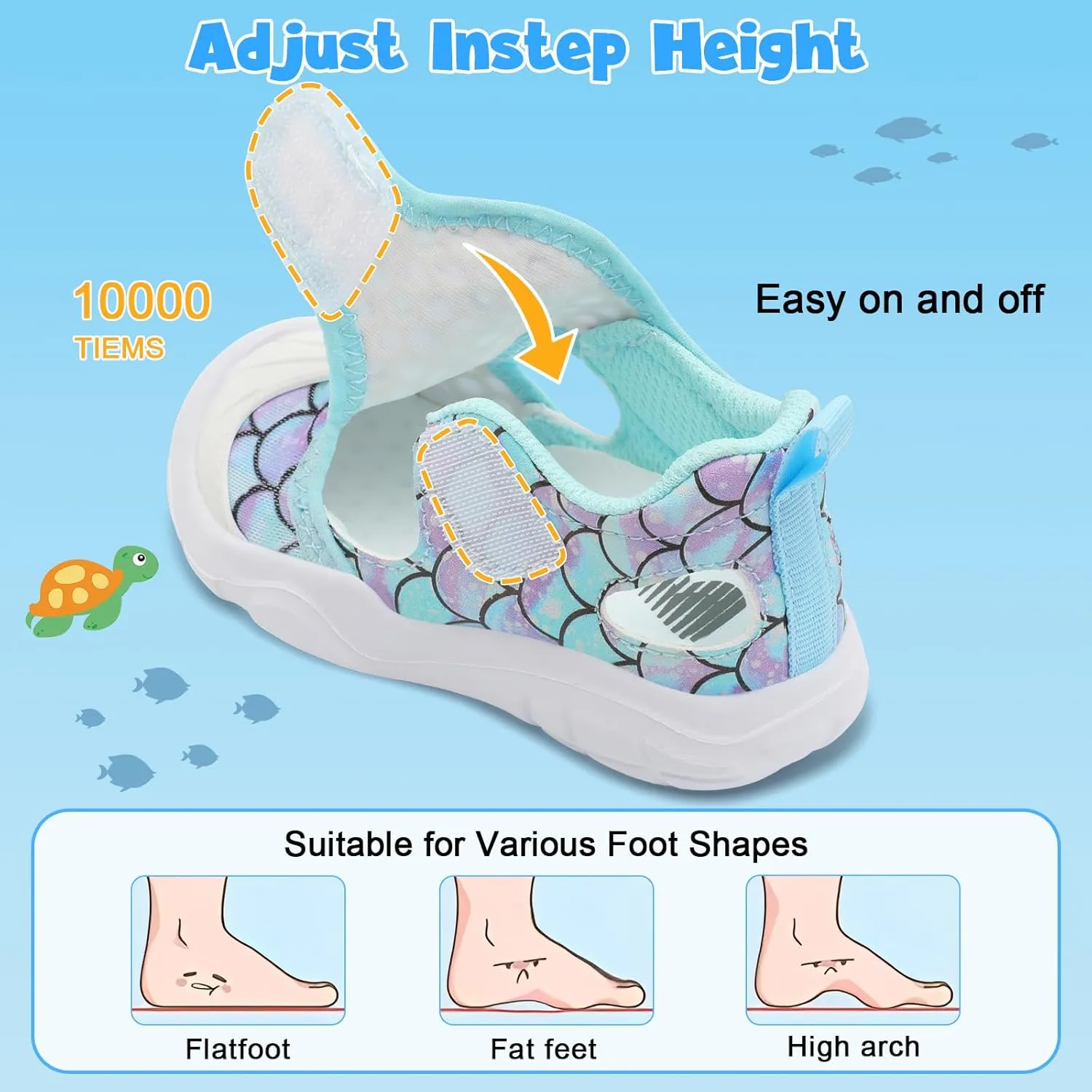 BARERUN Toddler Water Shoes Boys Girls Qucik Dry Breathable Kids Water Shoes Wide Adjustable Instep Water Sandals for Beach Swim Pool Non Slip Flexible Barefoot Sport Aqua Shoes