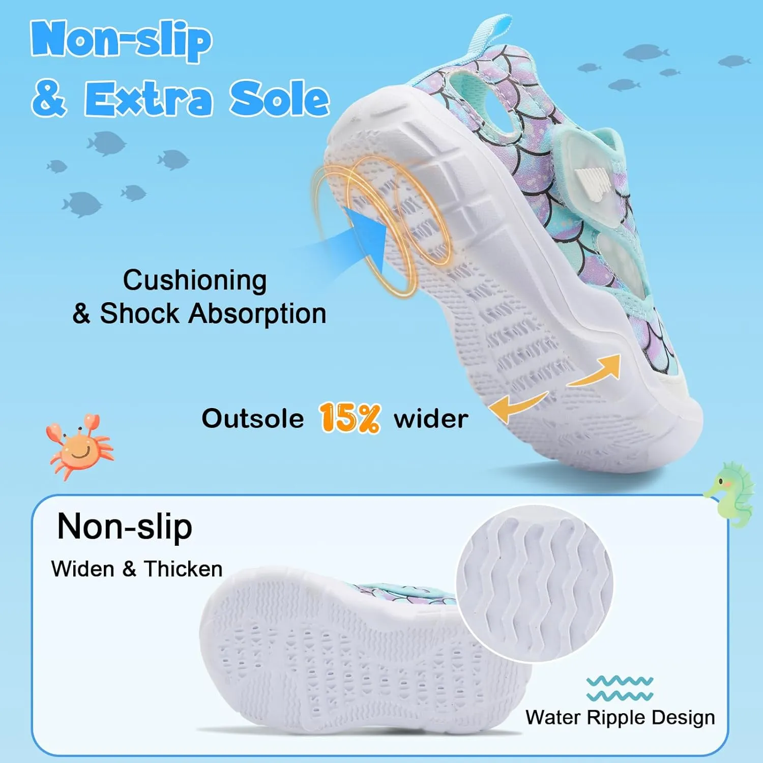 BARERUN Toddler Water Shoes Boys Girls Qucik Dry Breathable Kids Water Shoes Wide Adjustable Instep Water Sandals for Beach Swim Pool Non Slip Flexible Barefoot Sport Aqua Shoes