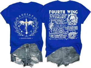 Basgiath War College T Shirt, Fourth Wing Shirts Women Dragon Rider Graphic Tee Bookish Book Lover Tee Top Basquiat War