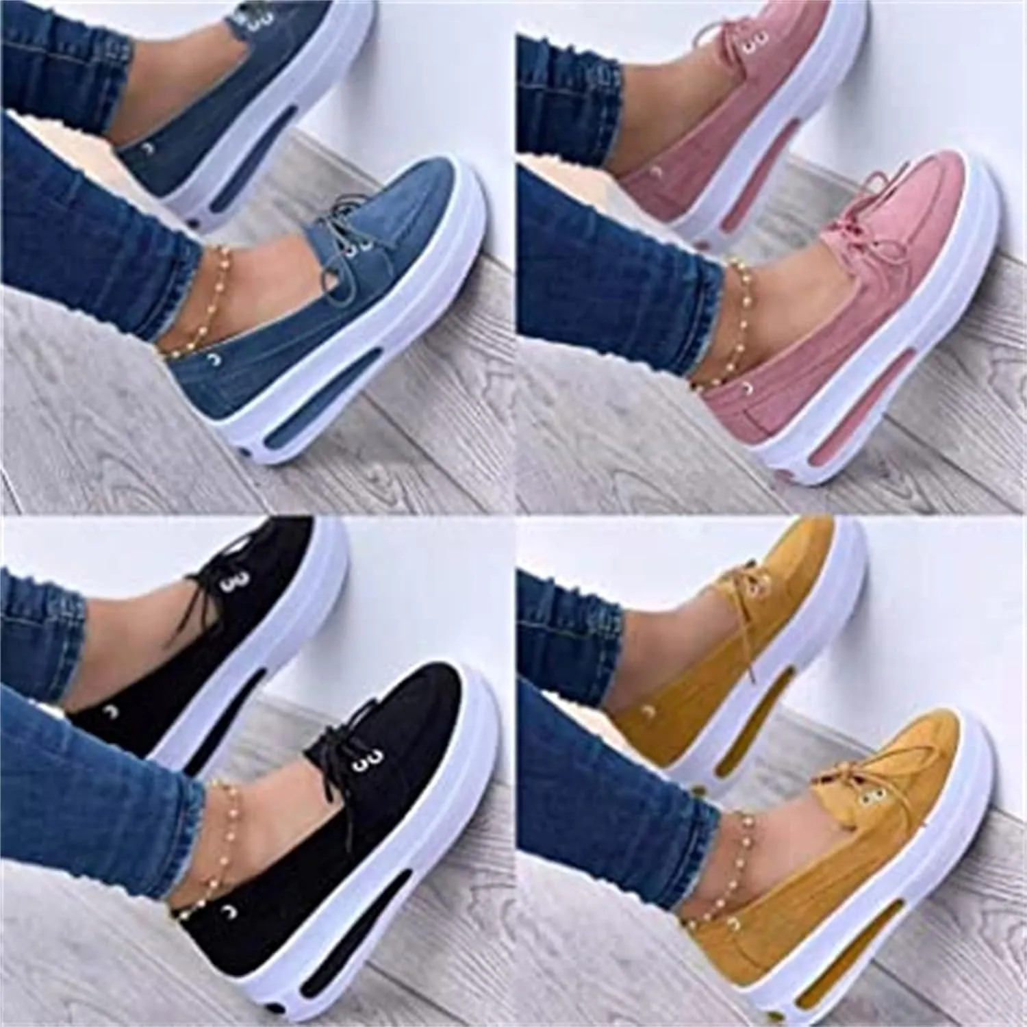 BBPM Women Shoes Slip On Womens Walking Shoes Casual Breathable Mesh Flat Sneakers Round Toe Thick Heel Casual Shoes Loafers Moccasins Driving Shoes,Blue,EU40/US8