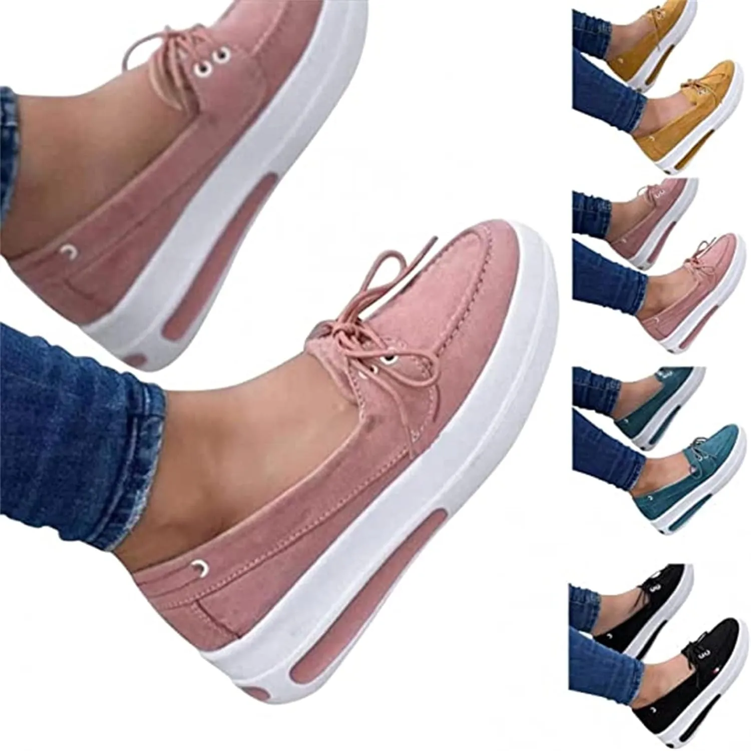 BBPM Women Shoes Slip On Womens Walking Shoes Casual Breathable Mesh Flat Sneakers Round Toe Thick Heel Casual Shoes Loafers Moccasins Driving Shoes,Blue,EU40/US8