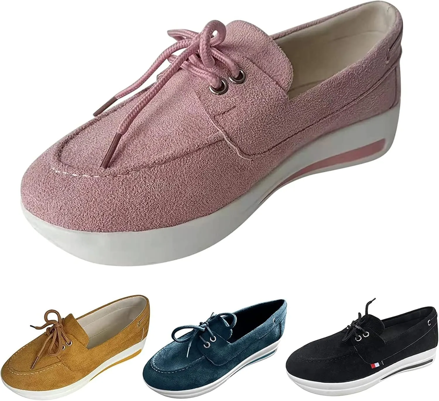 BBPM Women Shoes Slip On Womens Walking Shoes Casual Breathable Mesh Flat Sneakers Round Toe Thick Heel Casual Shoes Loafers Moccasins Driving Shoes,Blue,EU40/US8
