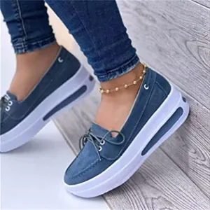 BBPM Women Shoes Slip On Womens Walking Shoes Casual Breathable Mesh Flat Sneakers Round Toe Thick Heel Casual Shoes Loafers Moccasins Driving Shoes,Blue,EU40/US8