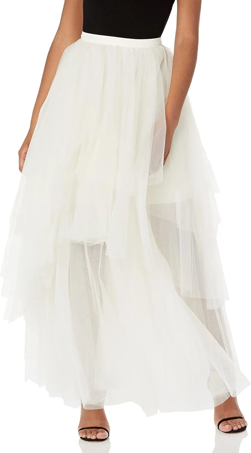 BCBGMAXAZRIA Women's Tiered Ruffle a Line Maxi Skirt