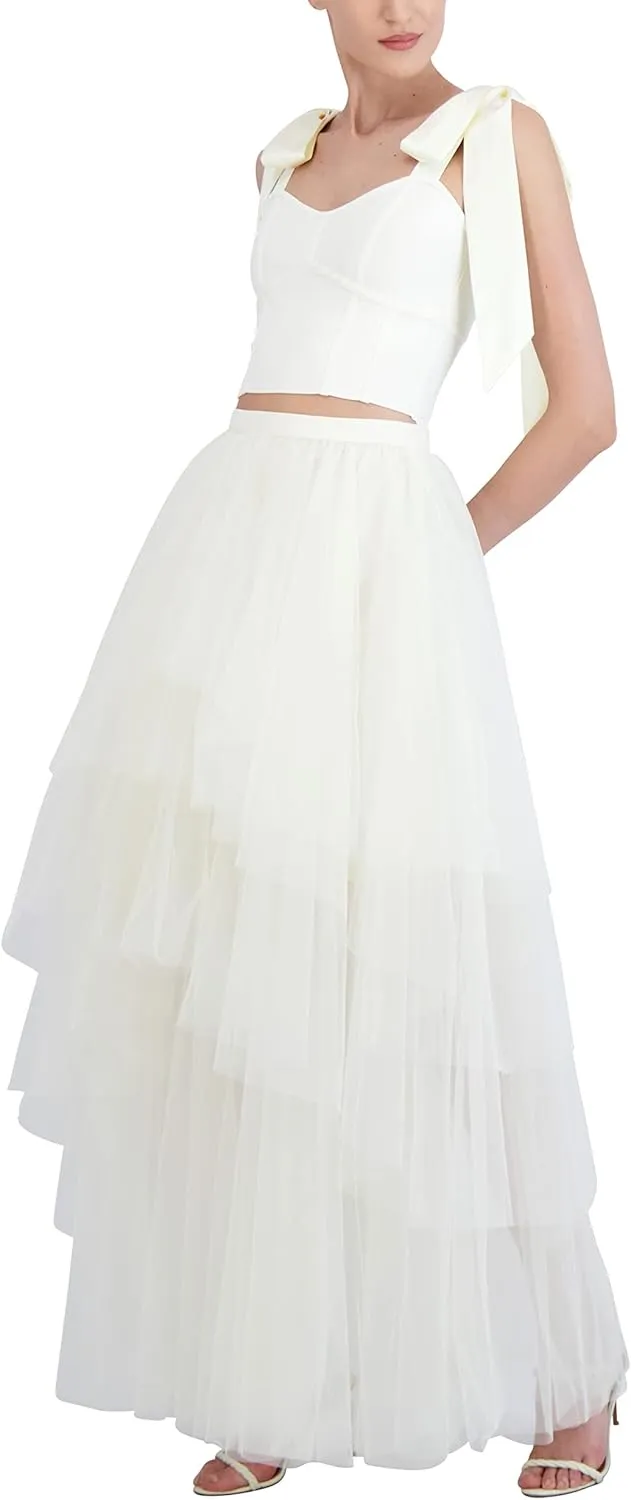 BCBGMAXAZRIA Women's Tiered Ruffle a Line Maxi Skirt