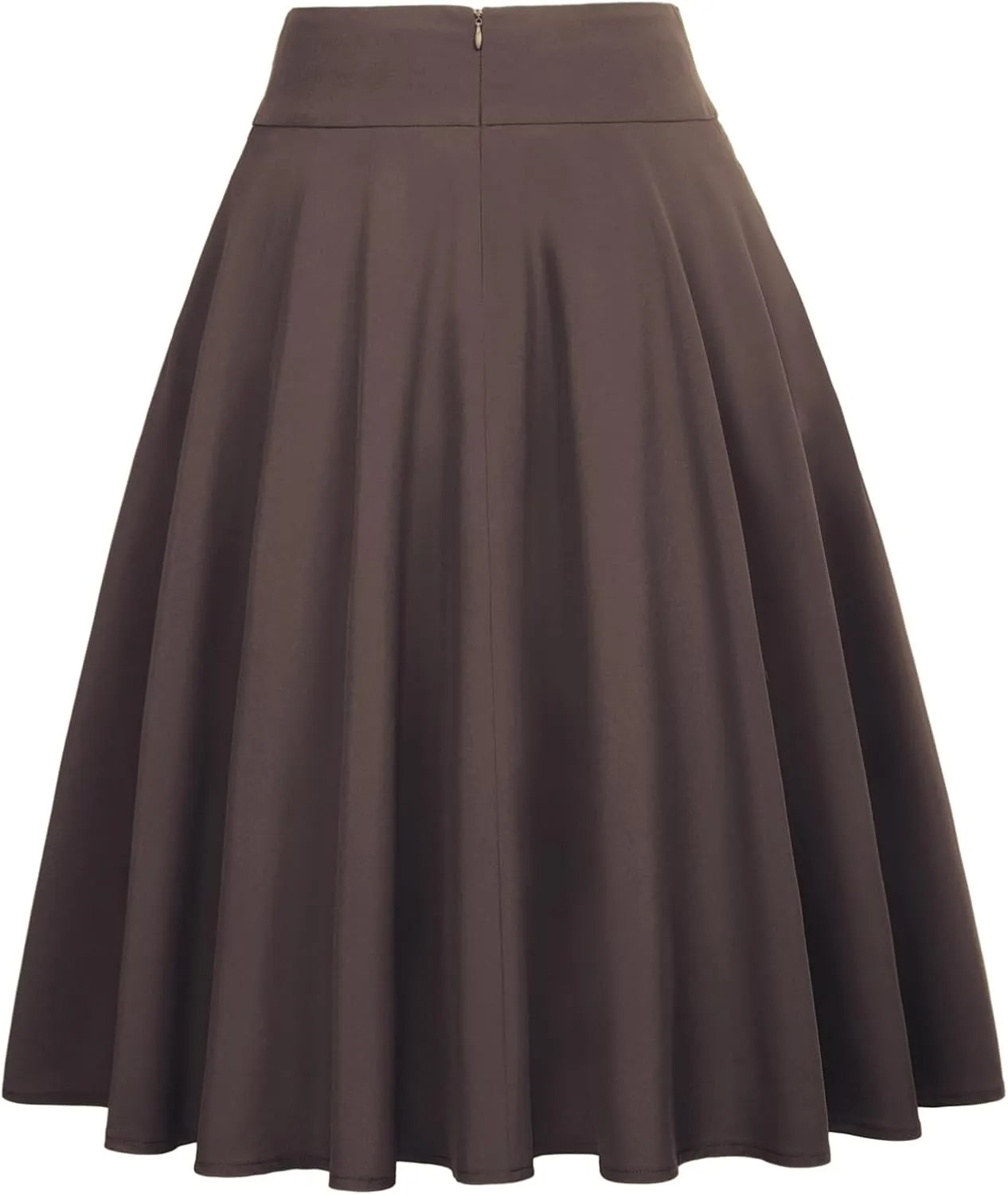 Belle Poque Women's High Waist A-Line Pockets Skirt Skater Flared Midi Skirt Vinage Skirt