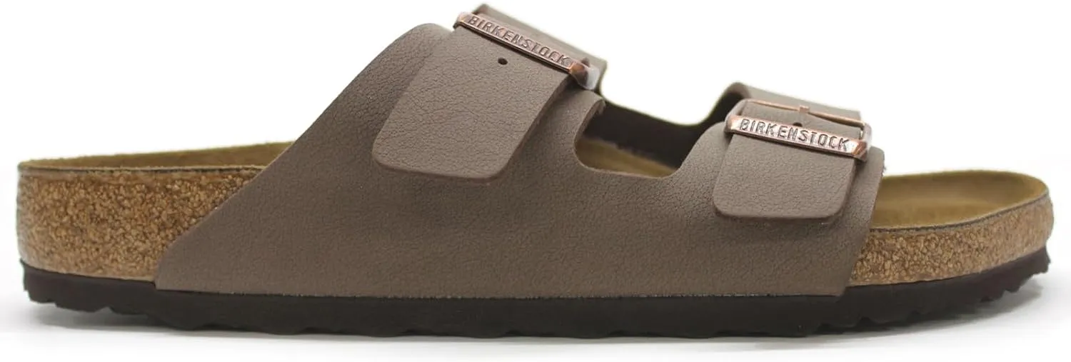 Birkenstock Mens Arizona Leather Open Toe Slip On Slippers, Mocha, Size 11.0