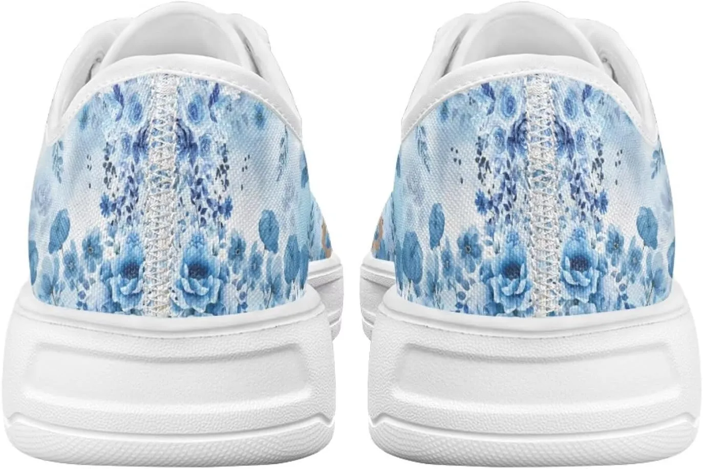 Blue Rose Women's Fashion Canvas Sneakers Tennis Shoes Low Top Walking Shoes with Thick White Sole US 5.5-13.5