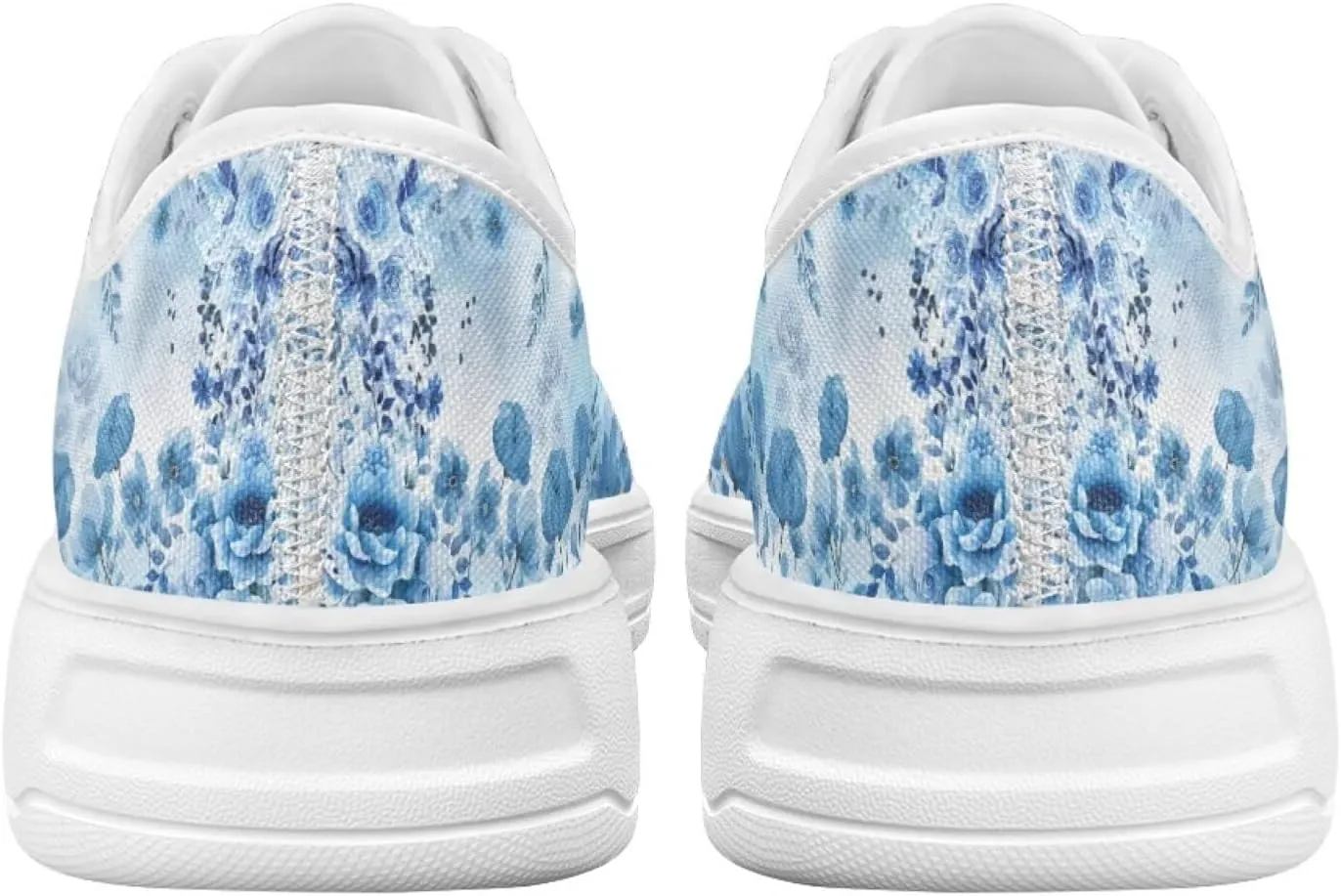 Blue Rose Women's Fashion Canvas Sneakers Tennis Shoes Low Top Walking Shoes with Thick White Sole US 5.5-13.5