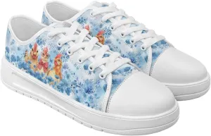 Blue Rose Women's Fashion Canvas Sneakers Tennis Shoes Low Top Walking Shoes with Thick White Sole US 5.5-13.5
