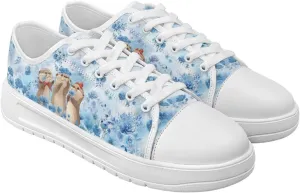 Blue Rose Women's Fashion Canvas Sneakers Tennis Shoes Low Top Walking Shoes with Thick White Sole US 5.5-13.5
