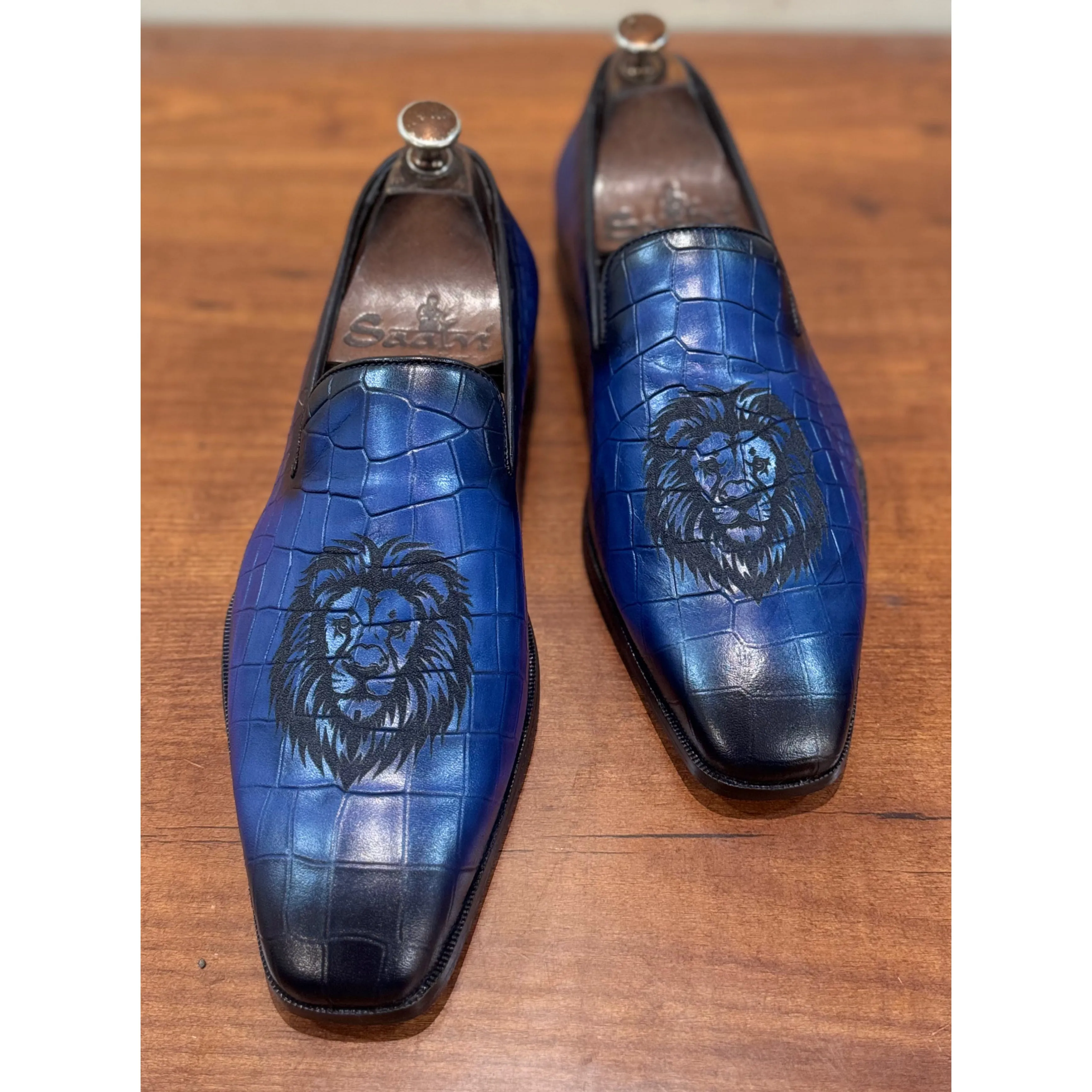 Blue Tiger Hand Finished Loafers