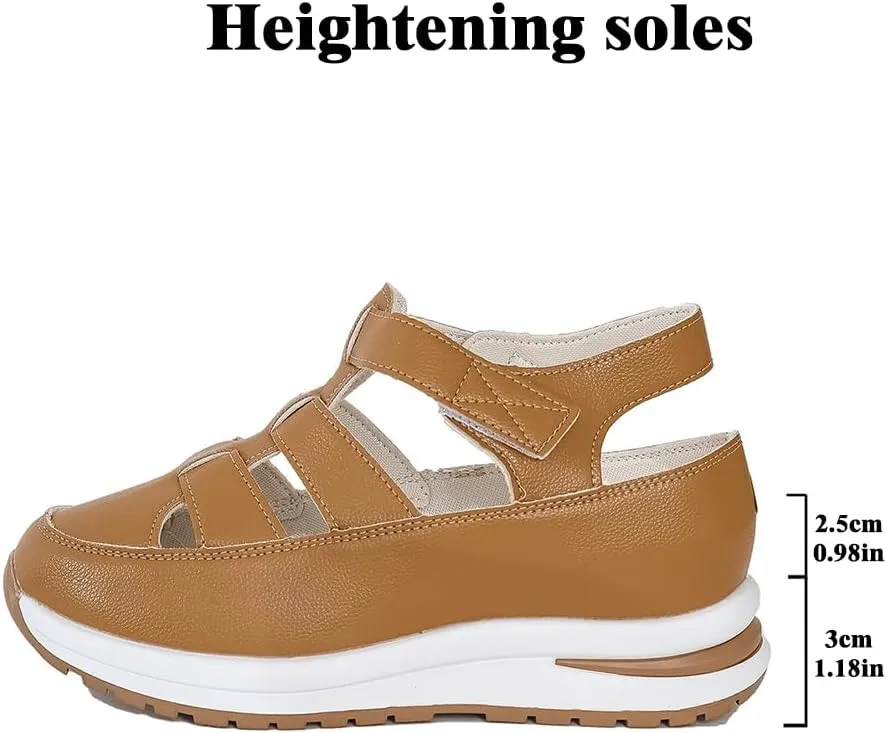Bootara Shoes Women, Bootara Women's Plus Size Hollow-Out Casual Sandals, Closed Toe Platform Sandals