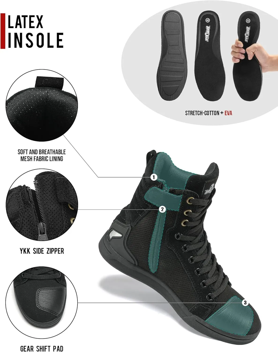 BORLENI Motorcycle Boots Street Riding Shoes Anti-Slip Outdoor Trekking Hike Work Shoes for Men