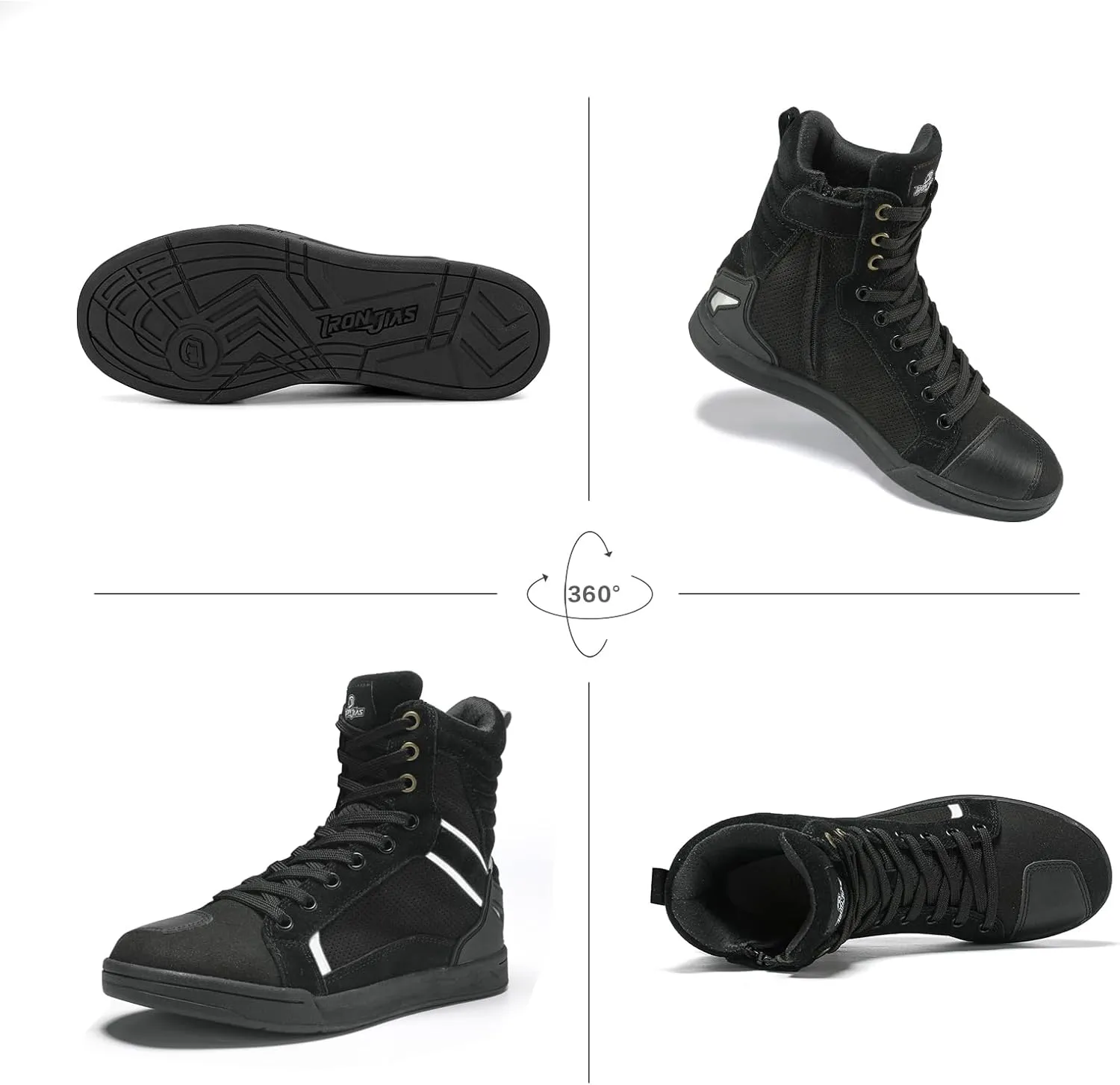 BORLENI Motorcycle Boots Street Riding Shoes Anti-Slip Outdoor Trekking Hike Work Shoes for Men