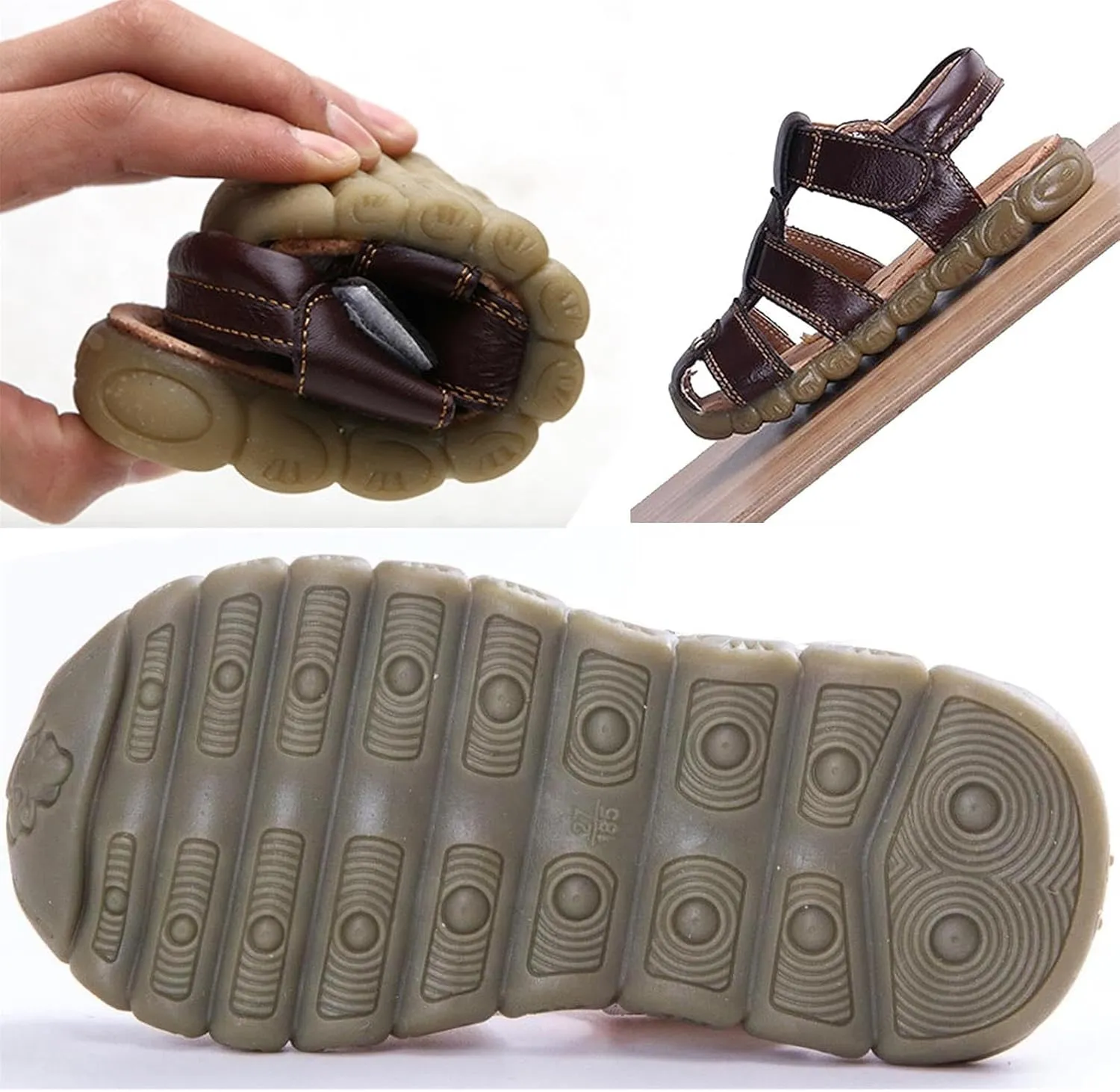 Boys Girls Leather Close Toe Outdoor Sports Sandals Beach Sandals