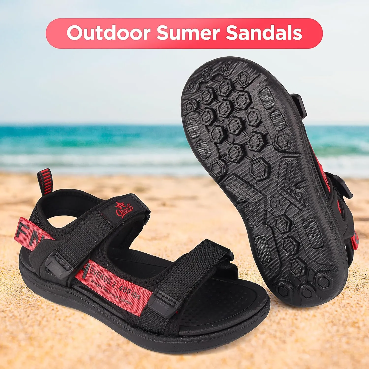 Boys Sandals Kids Summer Sports Hiking Sandals Adjustable Straps for Beach Outdoor Lightweight(Little Kid/Big Kid)