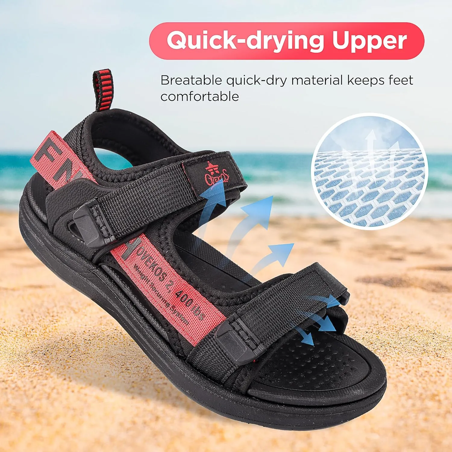 Boys Sandals Kids Summer Sports Hiking Sandals Adjustable Straps for Beach Outdoor Lightweight(Little Kid/Big Kid)