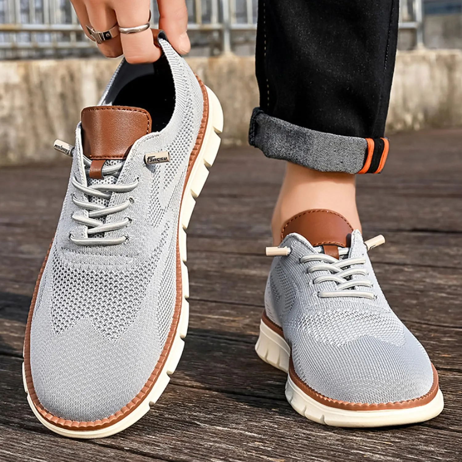 Breeze Shoes for Men Oxfords, Business Casual Shoes Breathable Mesh, Lace-Up Lightweight Sneakers Walking Shoe