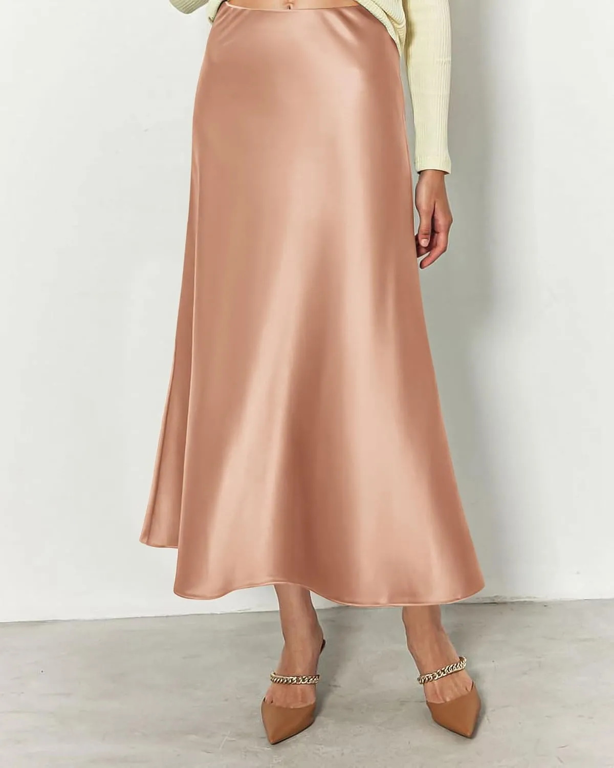 BTFBM 2025 Women Summer Spring Long Satin Skirt Silk Elegant High Waist Cocktail Party Wedding Flowy A-Line Midi Skirts