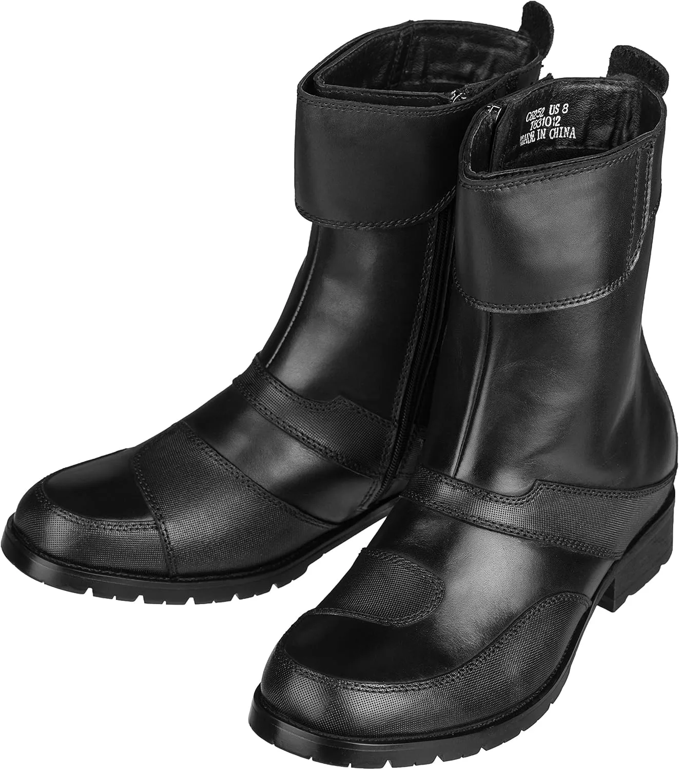 CALTO Men's Invisible Height Increasing Elevator Shoes - Black Leather Zipper High-top Biker Boots - 3.3 Inches Taller - G6252 - Size 10 D(M) US