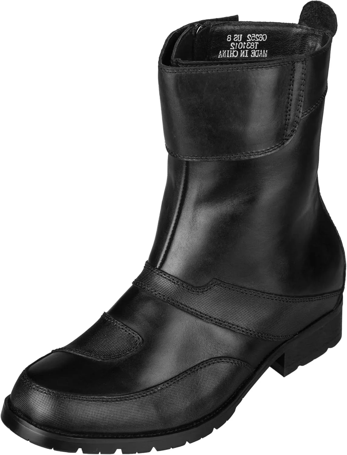 CALTO Men's Invisible Height Increasing Elevator Shoes - Black Leather Zipper High-top Biker Boots - 3.3 Inches Taller - G6252 - Size 10 D(M) US