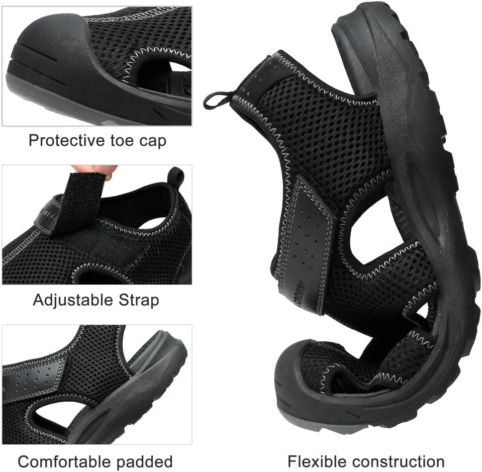 CAMEL CROWN Men's Mesh Hiking Sandals Closed-Toe Beach Sandal for Athletic Outdoor Summer Waterproof