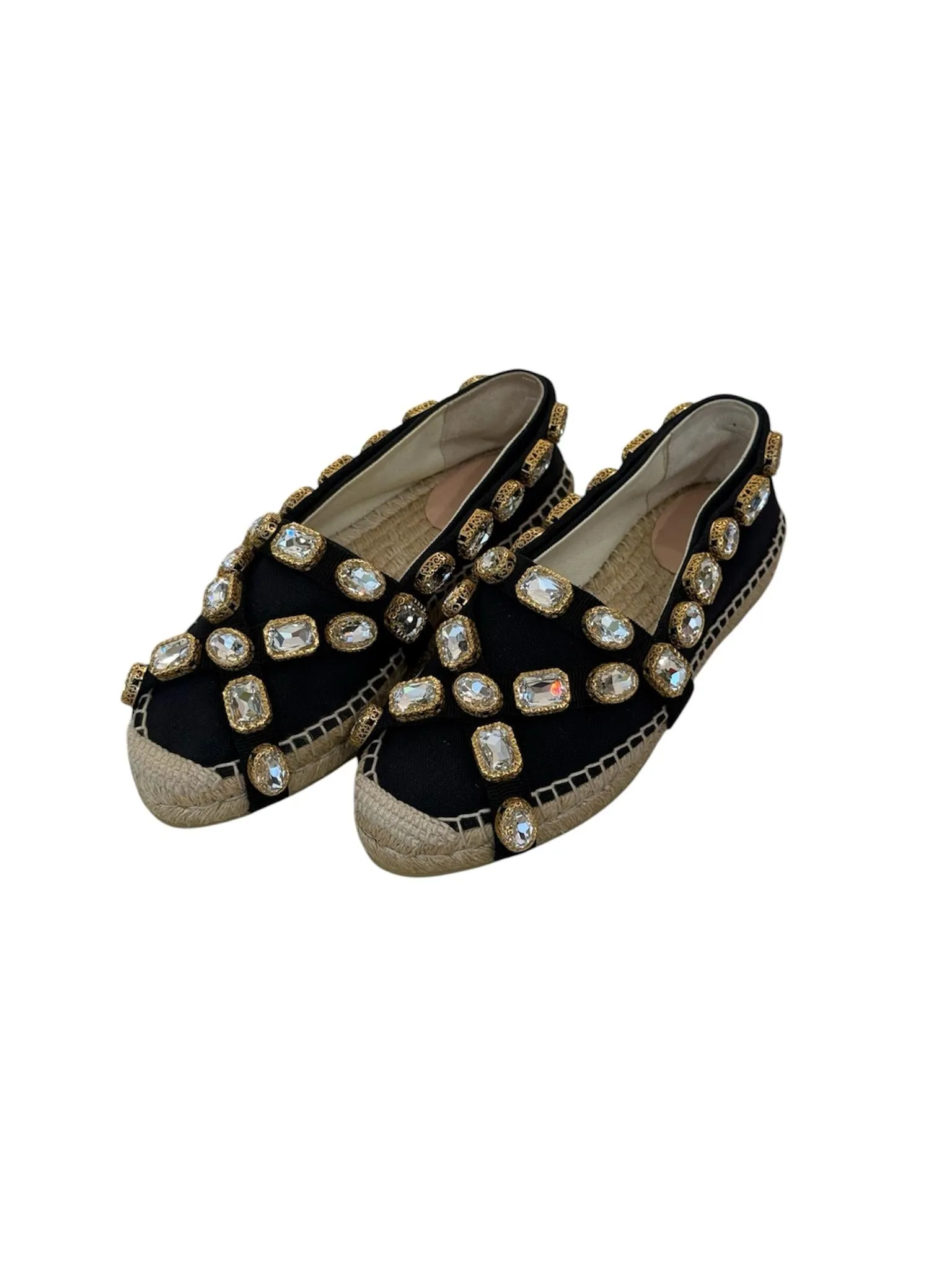 CANVAS CRYSTAL EMBELLISHED ESPADRILLES | 37.5