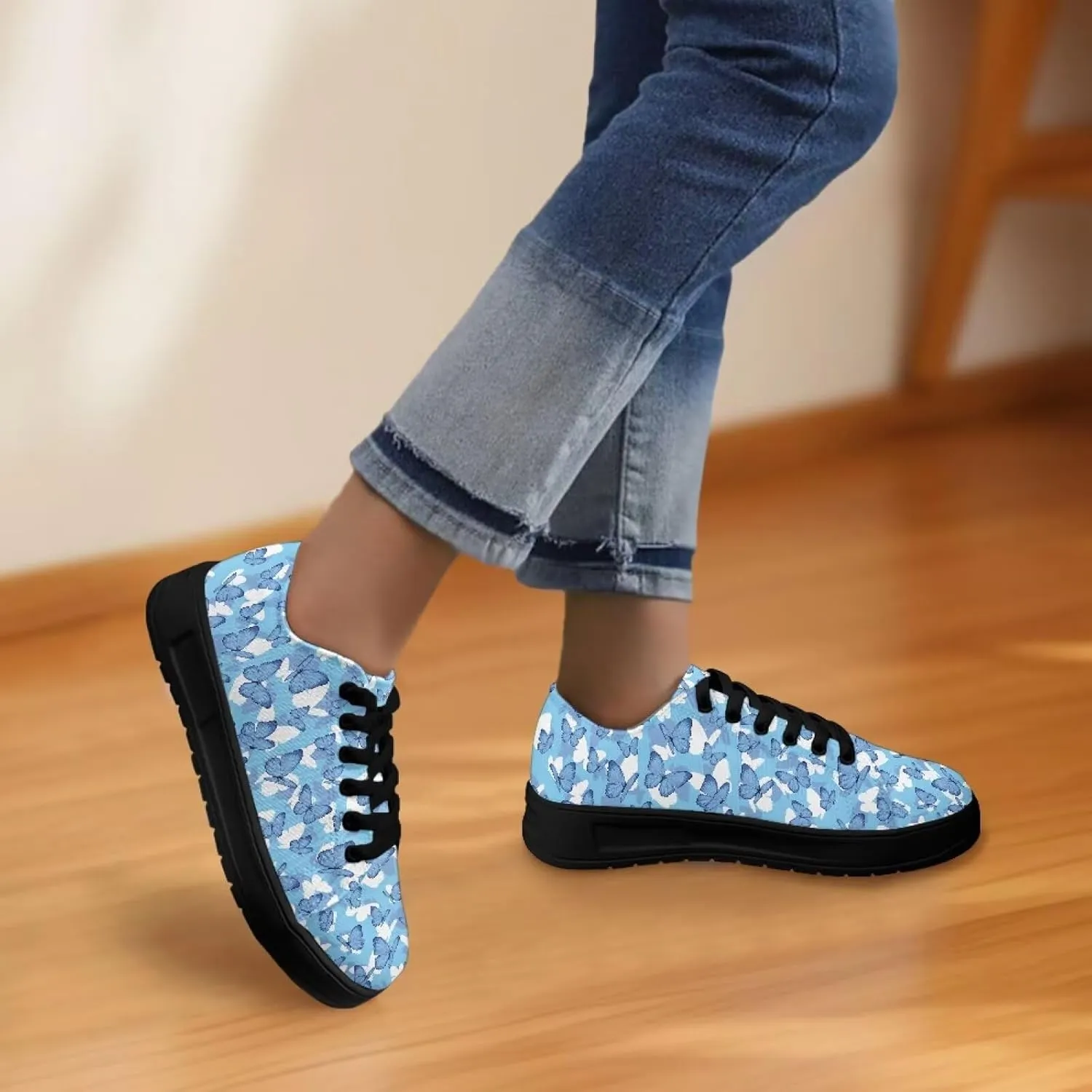 Canvas Shoes Lace-Up Low Top Sneakers Womens Fashion Casual Shoes Walking Comfortable Platform Canvas Sneakers
