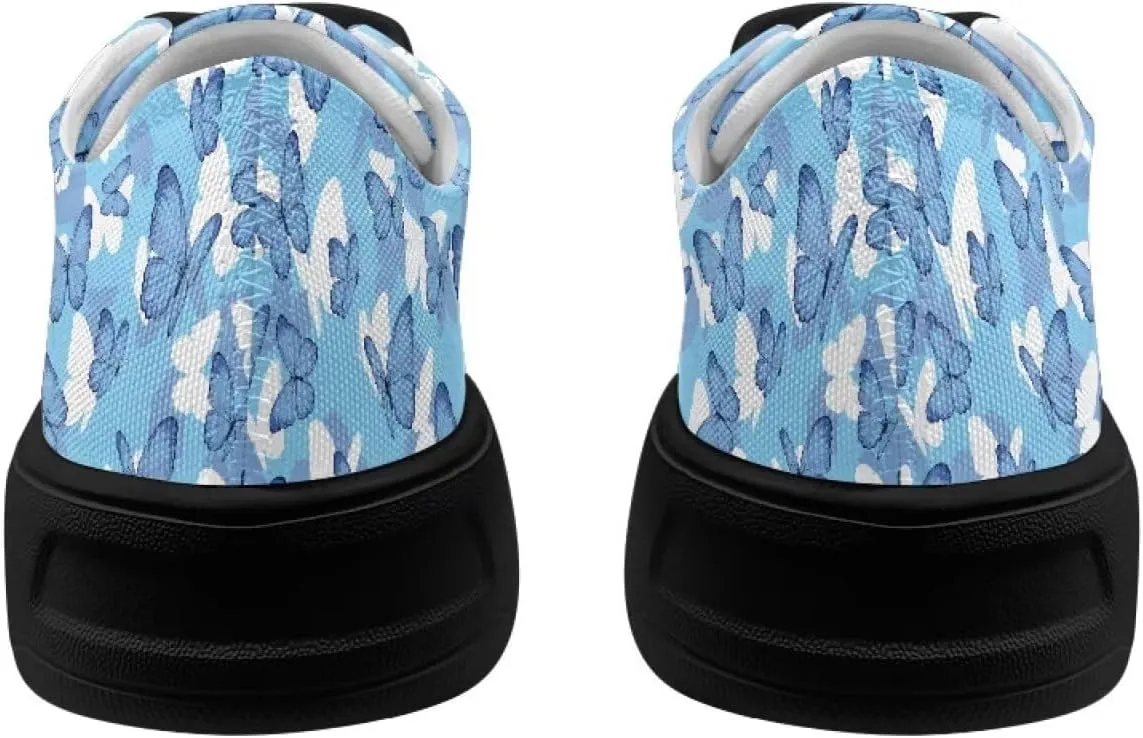 Canvas Shoes Lace-Up Low Top Sneakers Womens Fashion Casual Shoes Walking Comfortable Platform Canvas Sneakers