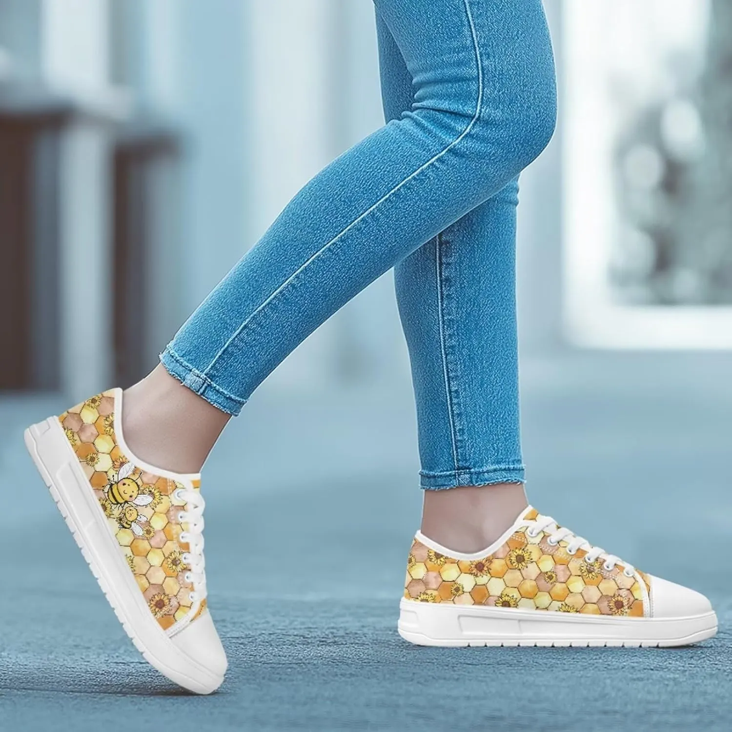 Canvas Slip on Shoes for Women Trendy Low Top Barefoot Sneakers Lace Up Design Walking Flats