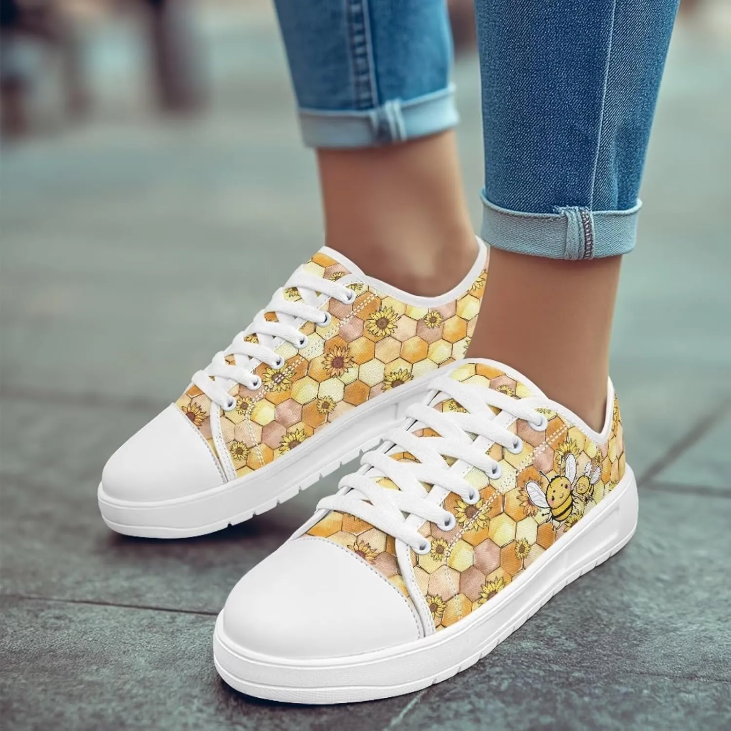 Canvas Slip on Shoes for Women Trendy Low Top Barefoot Sneakers Lace Up Design Walking Flats