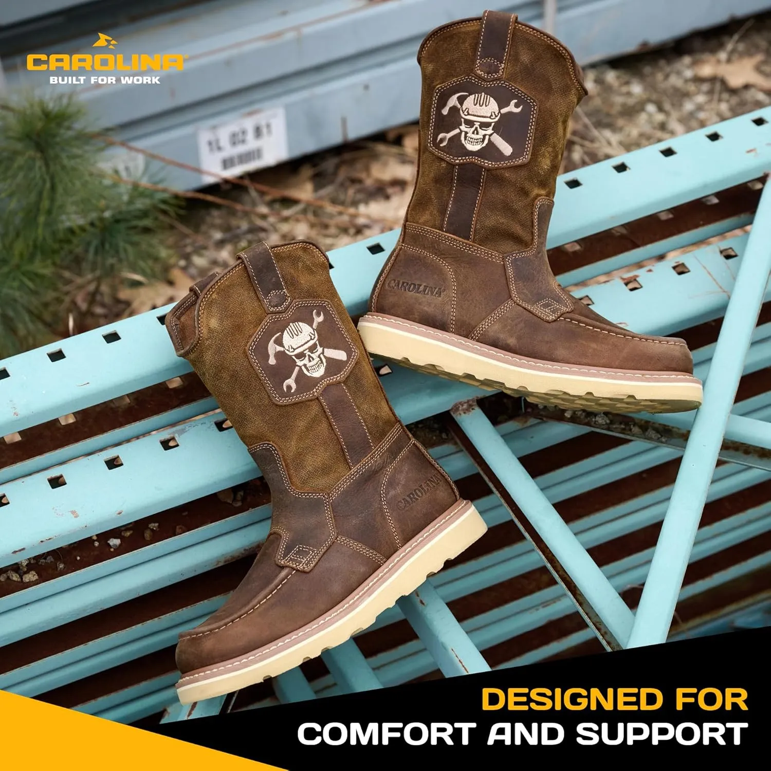 Carolina Flatiron Men's Wellington Boots - Dark Coffee and Suede Upper, Oil and Slip Resisting Outsole, and Removable EVA Footbed, EH-Rated
