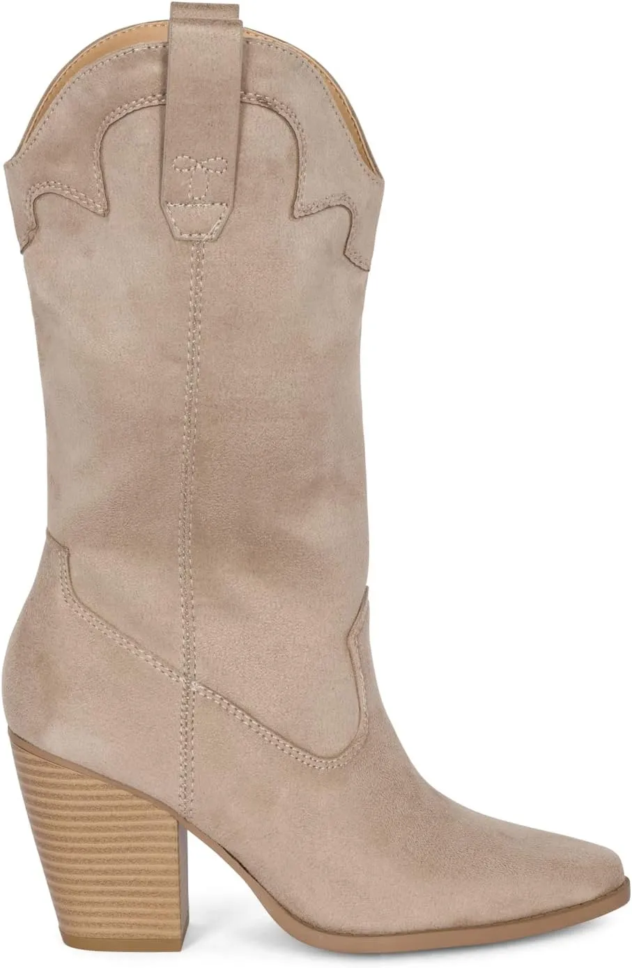 Chariot & Co Cowboy Boots for Women - Western Style Mid-Calf Stacked Heel Boot - Polly