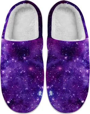 Ciadoon Galaxy Slippers for Women Men House Slippers Purple Galaxy Starry Space Nebula Universe Slippers Winter Sandals Shoes Gifts for Boy Girl,Size 8-9 Women/6-7 Men