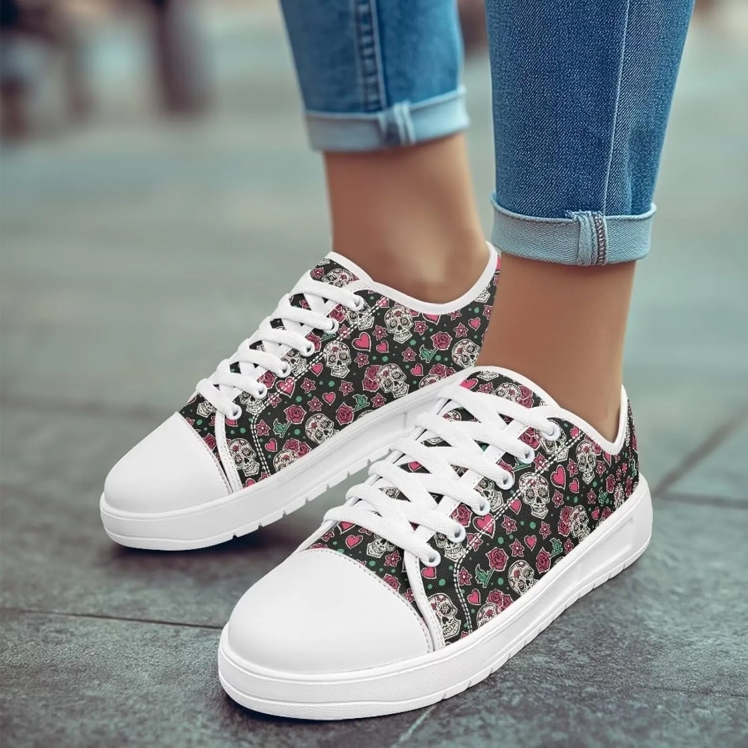 Classic Fashion Sneakers Canvas Shoes for Women Lace Up Low Top Canvas Casual Sneakers Lightweight Breathable Wide Toe Shoes