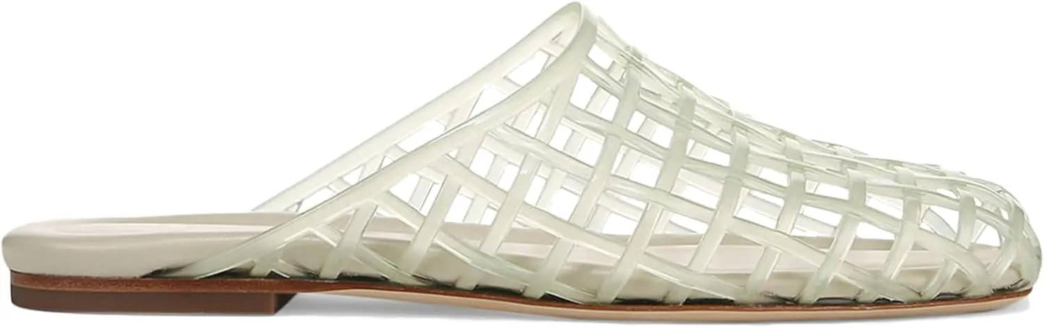 Clear Jelly Shoes for Women Slip on Jelly Mesh Slides Sandals Comfortable Closed Toe Jelly Flats Sandals Jelly Summer Beach Sandals.