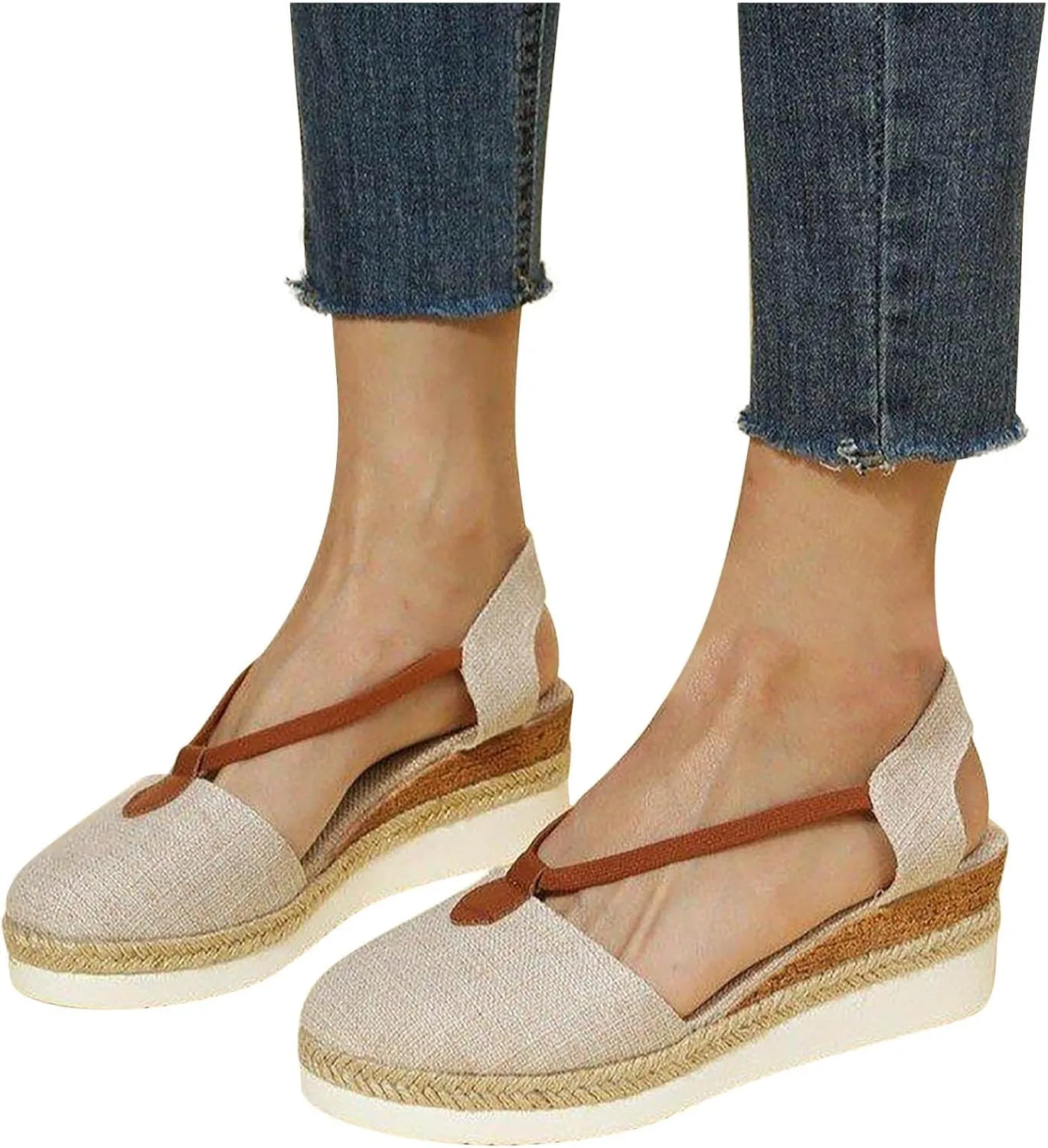 Closed Toe Sandals Women Wide Width Strap Buckle Breathable Hollow Out Roman Flat Sandals Casual Comfy Work Shoes Lightweight Flats Comfort Wear Shoes for Women Low Heel Espadrille Wedges