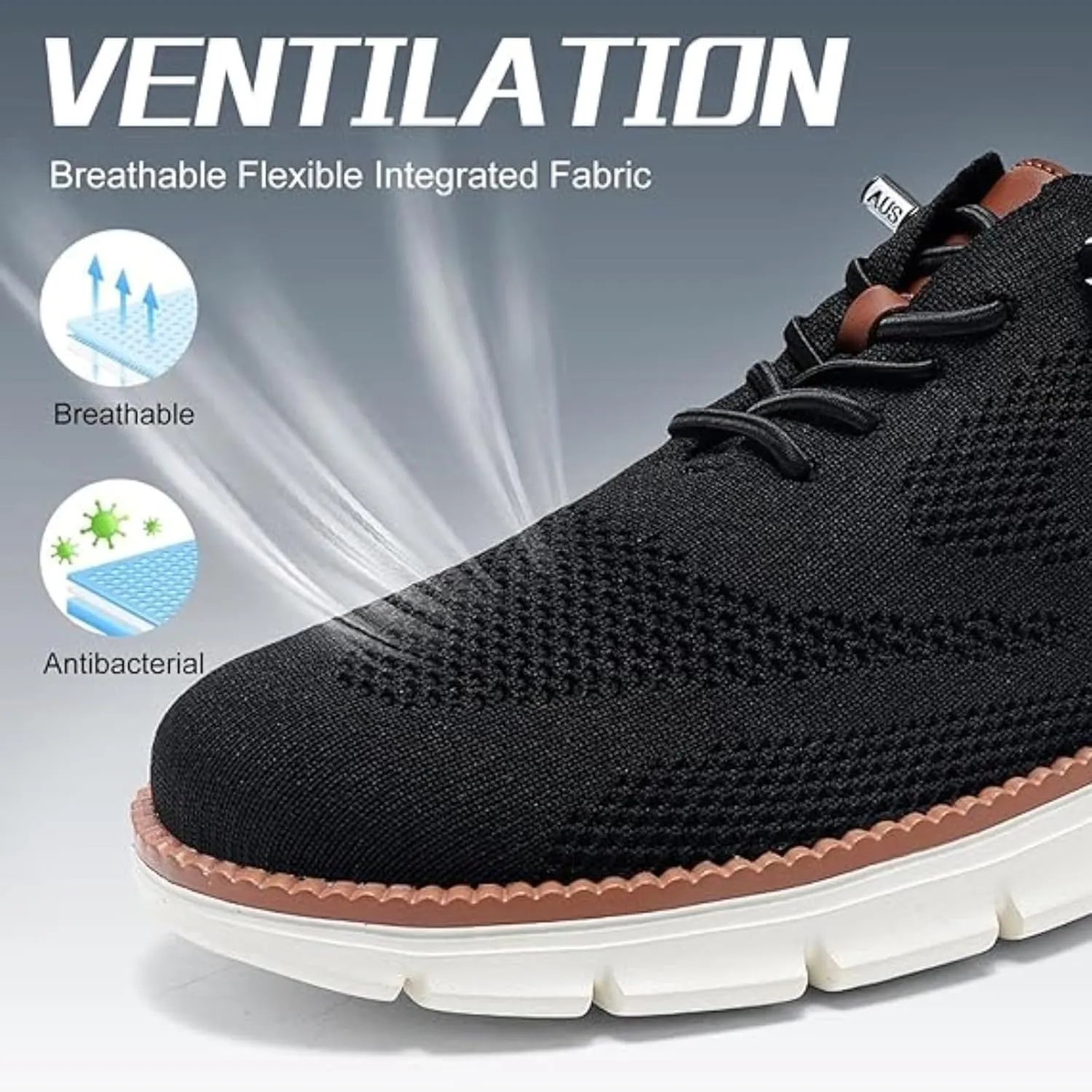 Comfofeet Ultra Comfortable Orthopedic Shoes, Breeze Men’s Mesh Lace-Up Sneakers, Breathable Casual Walking Oxfords
