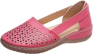 Comfortable Platform Sandals for Women Solid Round Head Closed Toe Hollow Out Breathable Slip-on Casual Shoes Summer Lightweight Wedge Sandalias
