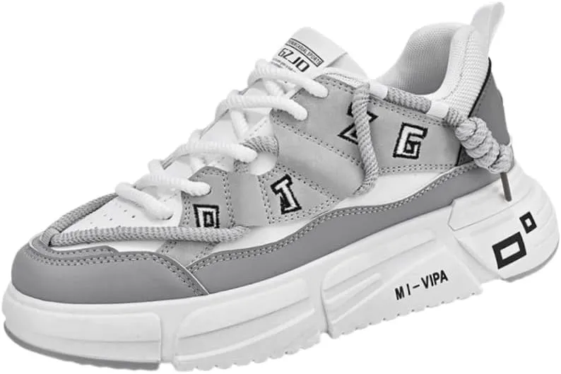 [Comfy Non Slip Platform Shoes] Men's Trendy Platform Shoes, Comfy Non Slip Casual Lace Up Simple Style Design Sneakers for Men's Outdoor Activities