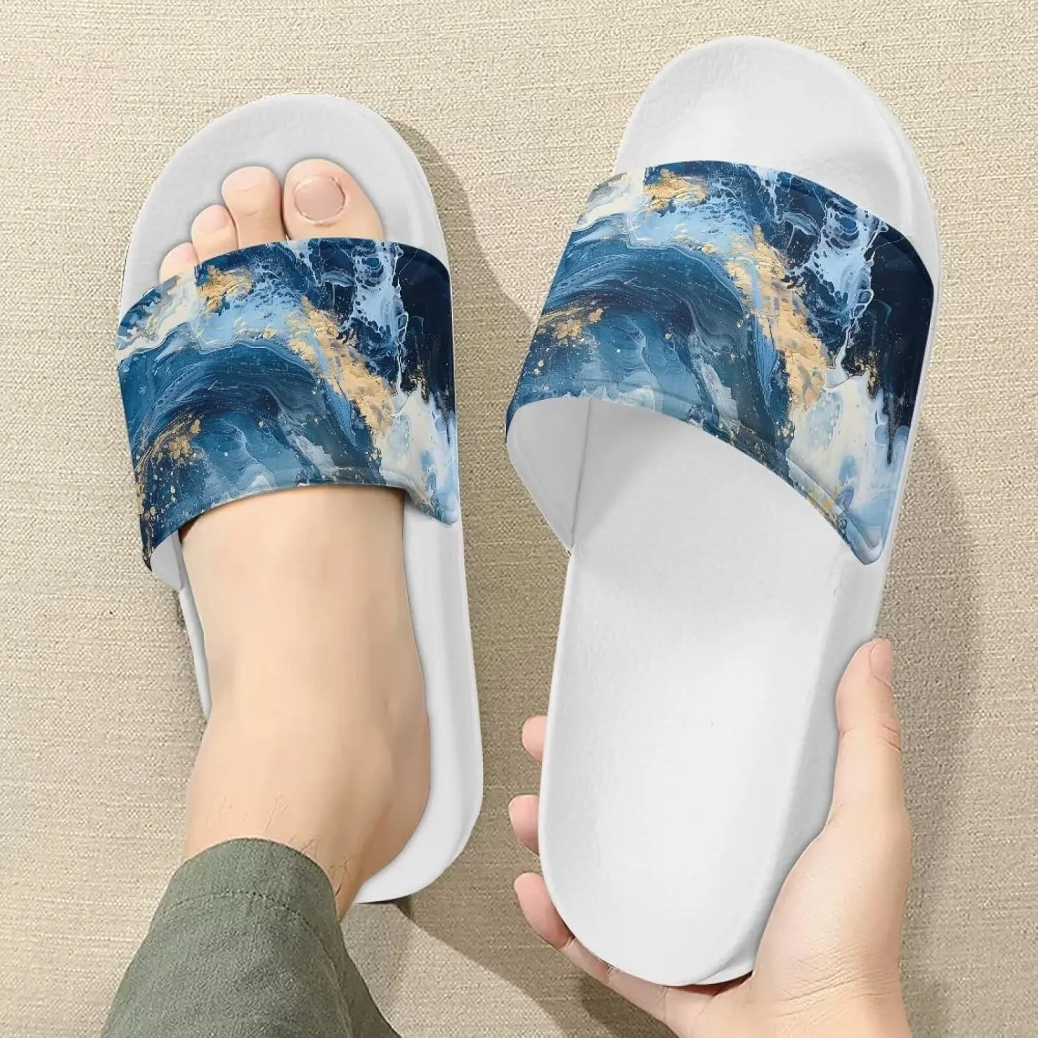 Comfy Slides for Women Supportive Walking Size 6-13.5 White
