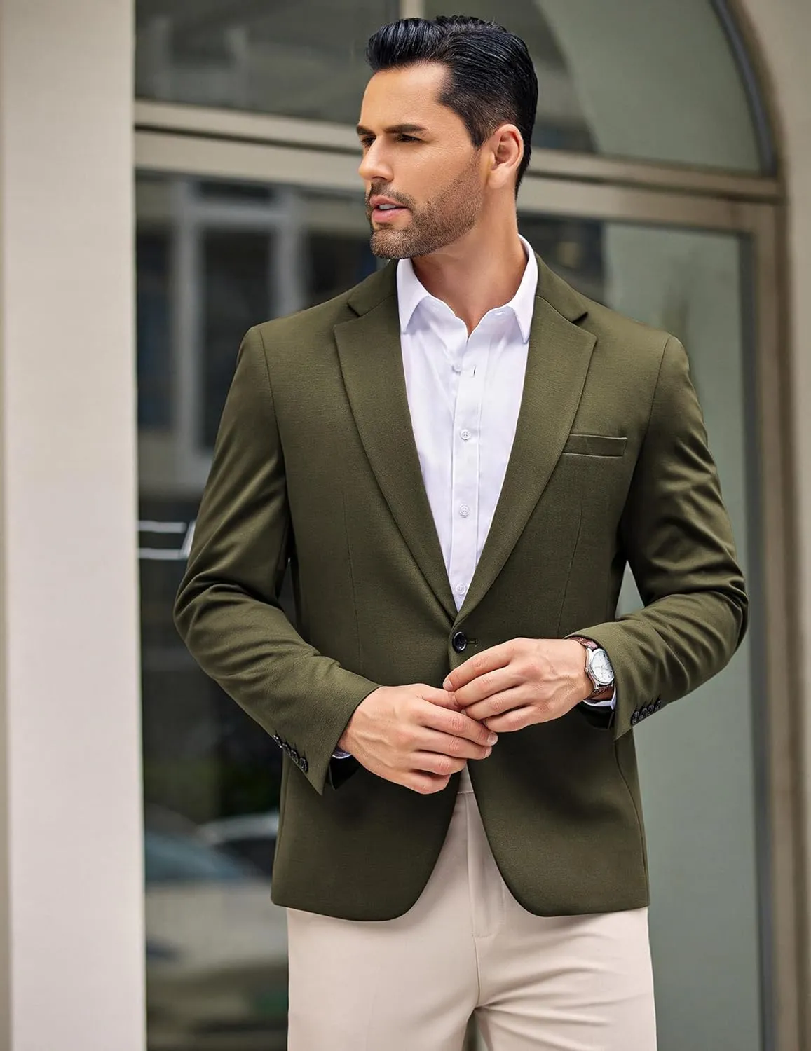 COOFANDY Men's Casual Blazer Jacket One Button Suit Jackets Lightweight Knit Sport Coat