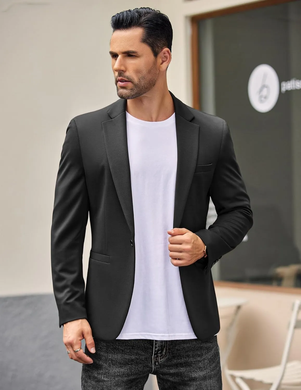COOFANDY Men's Casual Blazer Jacket One Button Suit Jackets Lightweight Knit Sport Coat