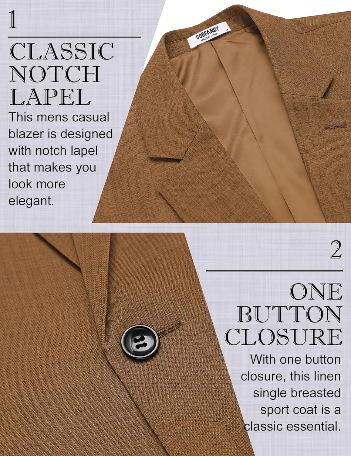 COOFANDY Men's Casual Blazer Sport Coats Dress One Button Lightweight Summer Suit Jacket Business Blazer Jacket