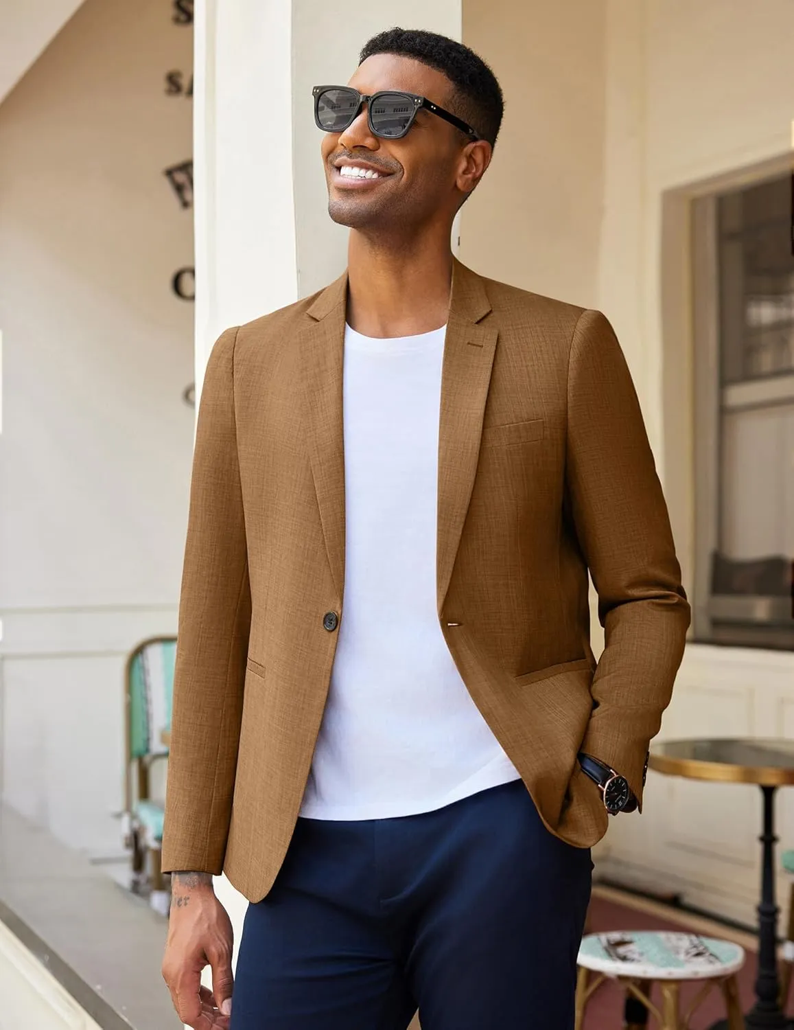COOFANDY Men's Casual Blazer Sport Coats Dress One Button Lightweight Summer Suit Jacket Business Blazer Jacket