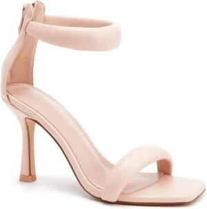 Coutgo Women's One Strap Heeled Sandals Square Open Toe Stiletto Heels Ankle Buckle Strap Summer Pump Shoes
