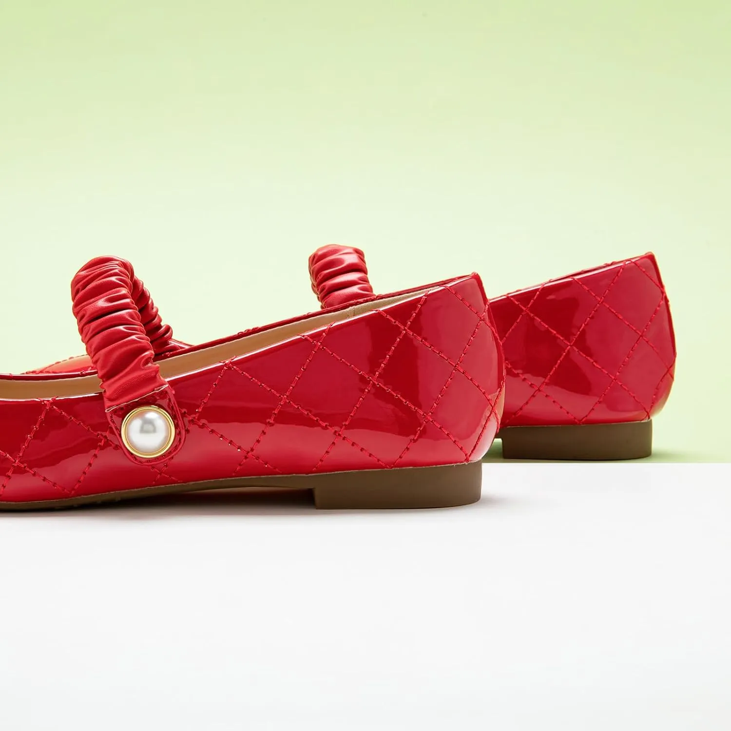 C.Paravano Mary Jane Flats for Women | Square Toe Ballet Flats with Pearl Strap | Comfortable Dress Shoes for Work, Wedding, Party & Daily Wear
