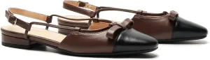 C.Paravano Women's Almond Toe Slingback Flats with Cap, Stylish Comfort Flats for Casual, Dressy, Office Wear